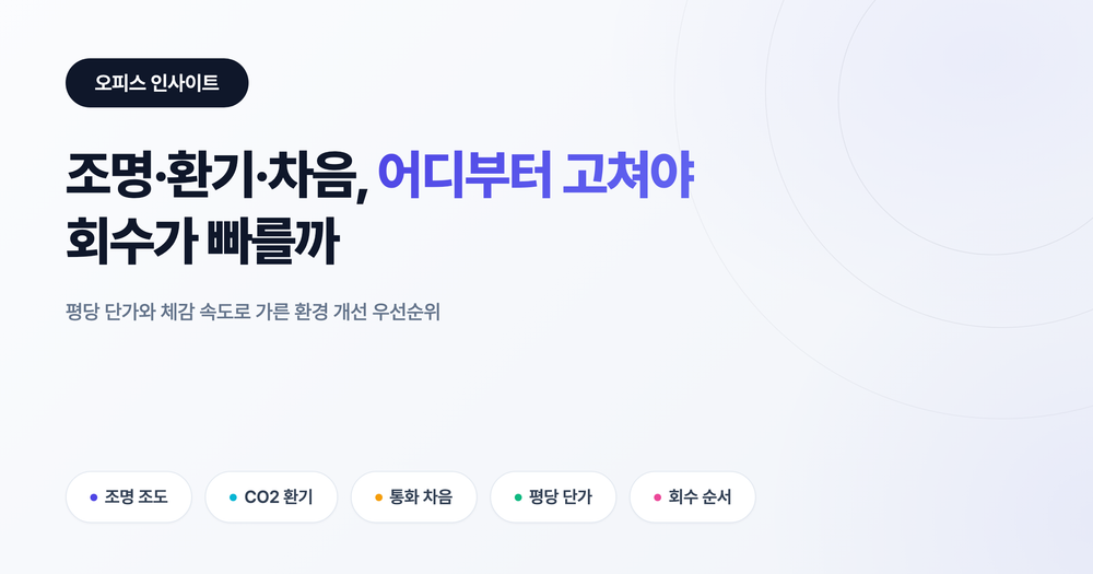 조명·환기·차음 개선 ROI: 회수 빠른 순서로 고치는 법
