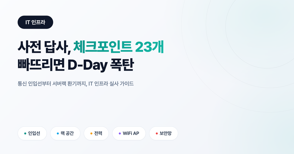 IT 인프라 사전 답사, 체크포인트 23개 (빠뜨리면 D-Day 폭탄)