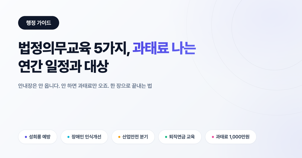 법정의무교육 5가지: 안 하면 과태료 나는 연간 일정과 대상