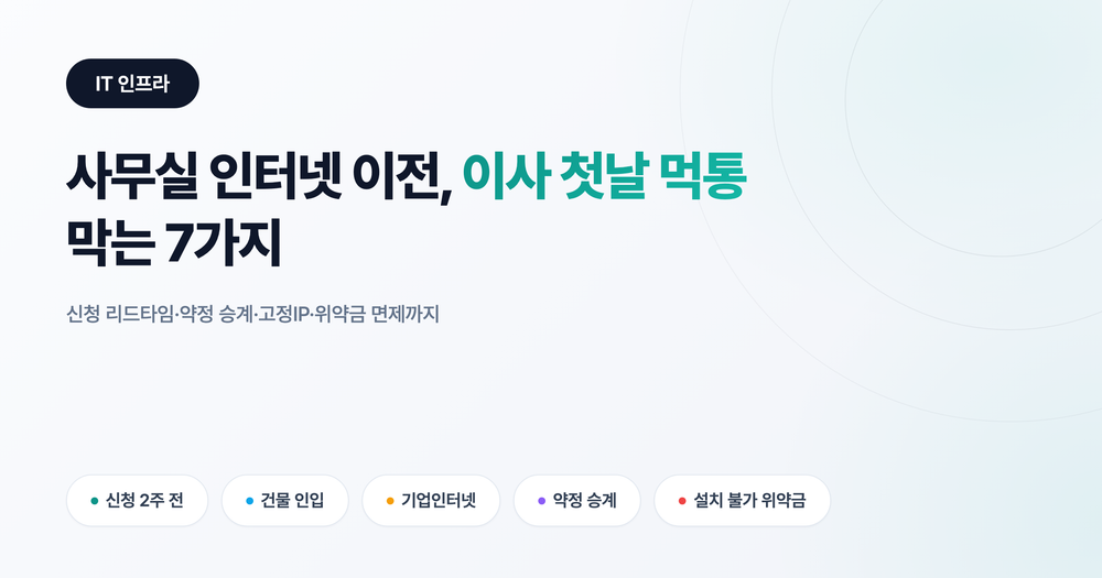사무실 인터넷 이전, 이사 첫날 먹통 막는 7가지: 신청 시점부터 위약금까지