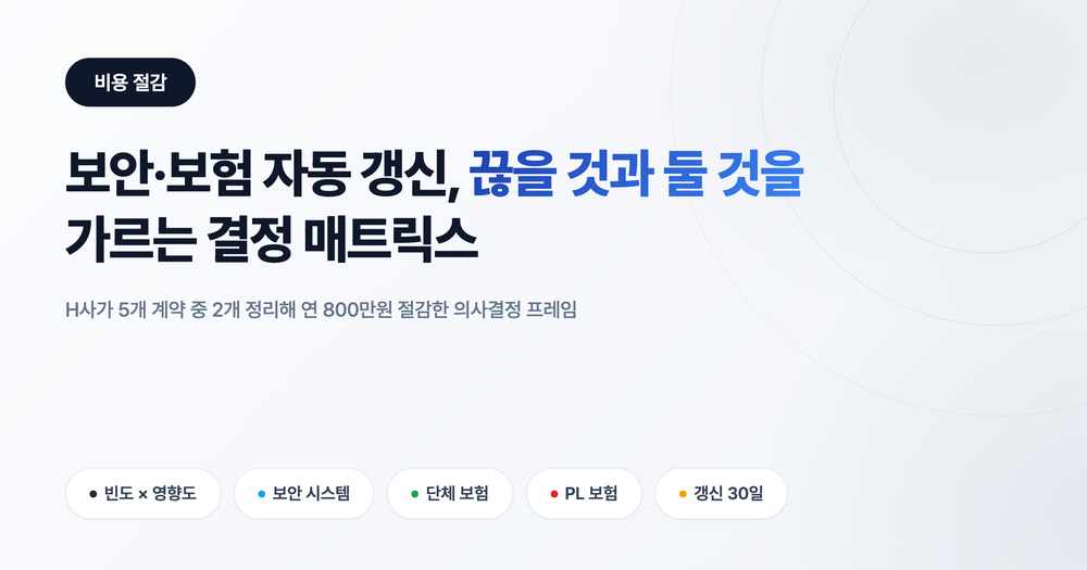 보안·보험 자동 갱신, 끊을 것과 둘 것을 가르는 결정 매트릭스