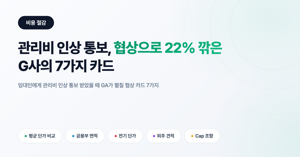 관리비 인상 통보 받았을 때, 협상으로 22% 깎은 G사의 7가지 카드