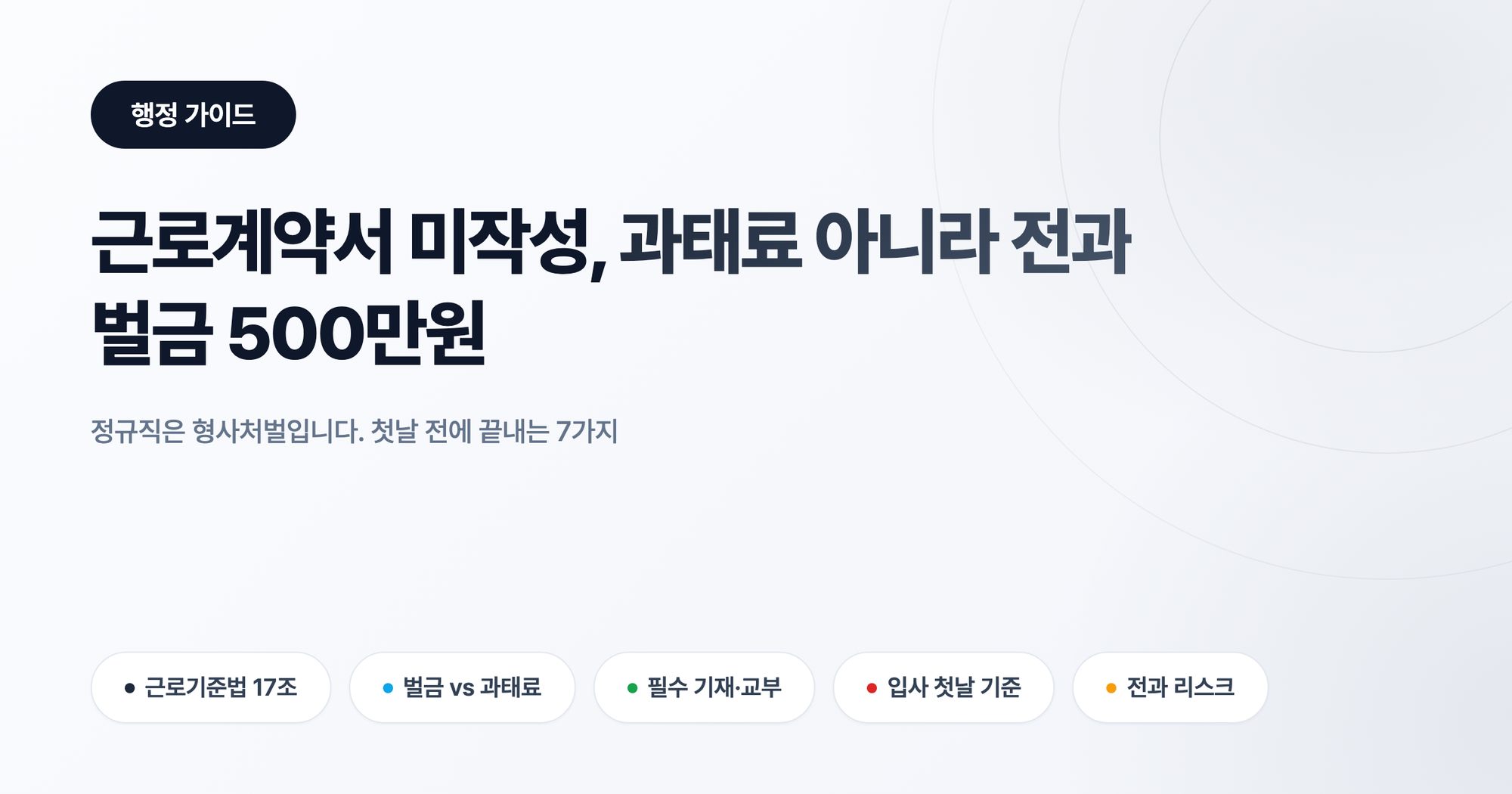 근로계약서 미작성, 과태료가 아니라 전과가 남습니다: HR이 놓치는 7가지