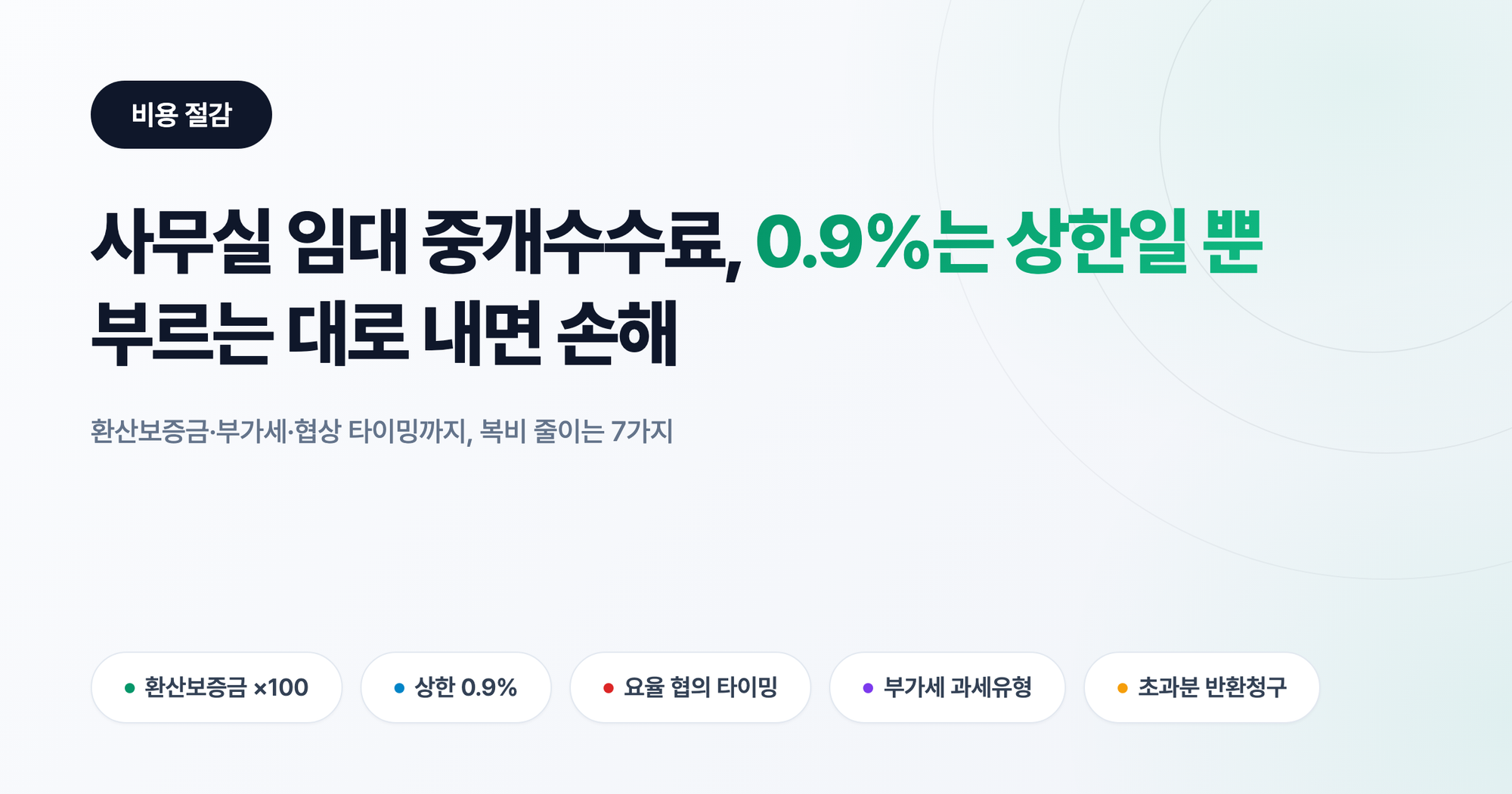 사무실 임대 중개수수료: 0.9%가 상한선인 줄 모르면 수백만원 더 내는 7가지