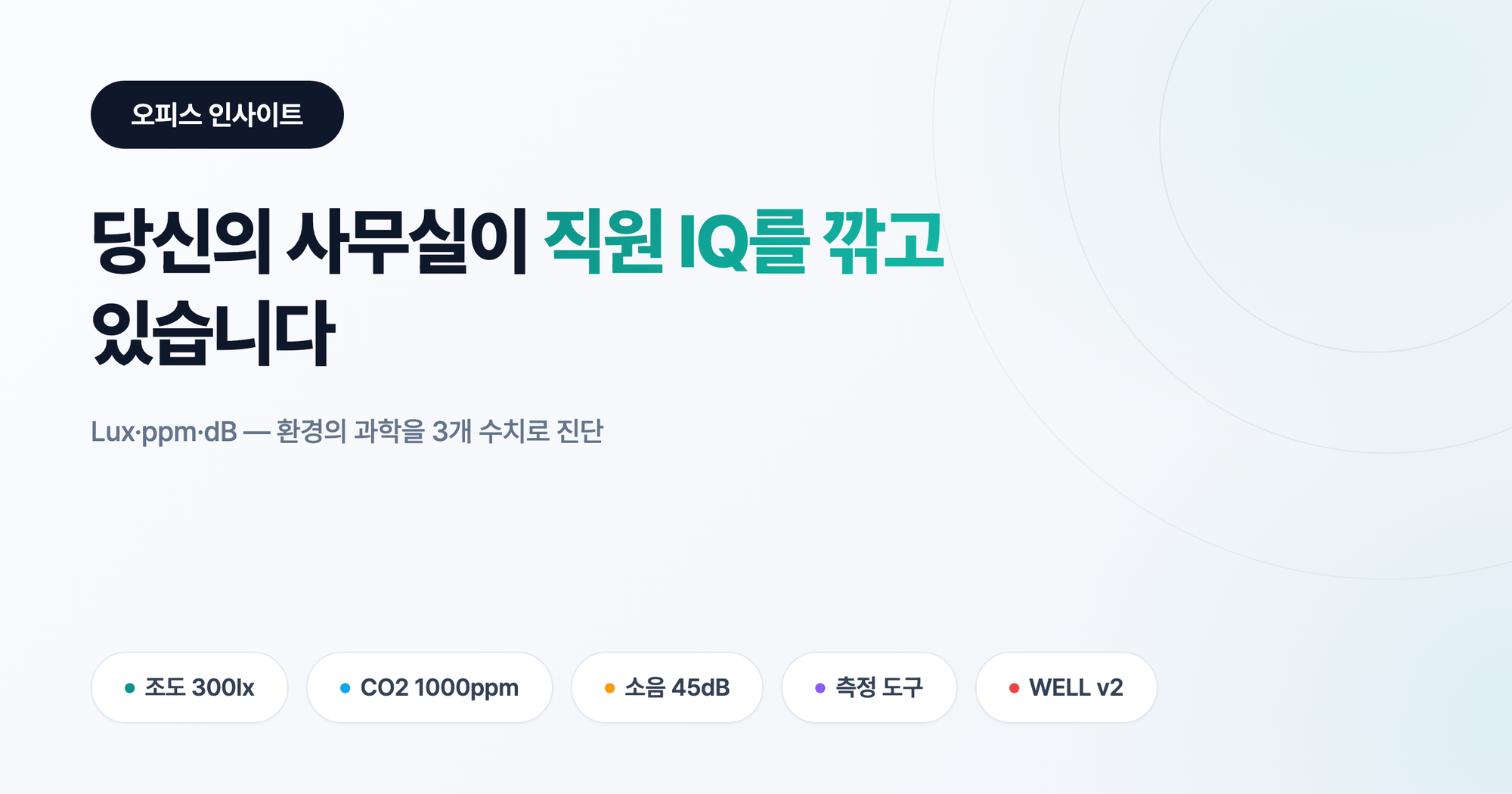 사무실 소음·CO2·조도 기준: 직원 IQ를 깎는 환경 변수 3가지