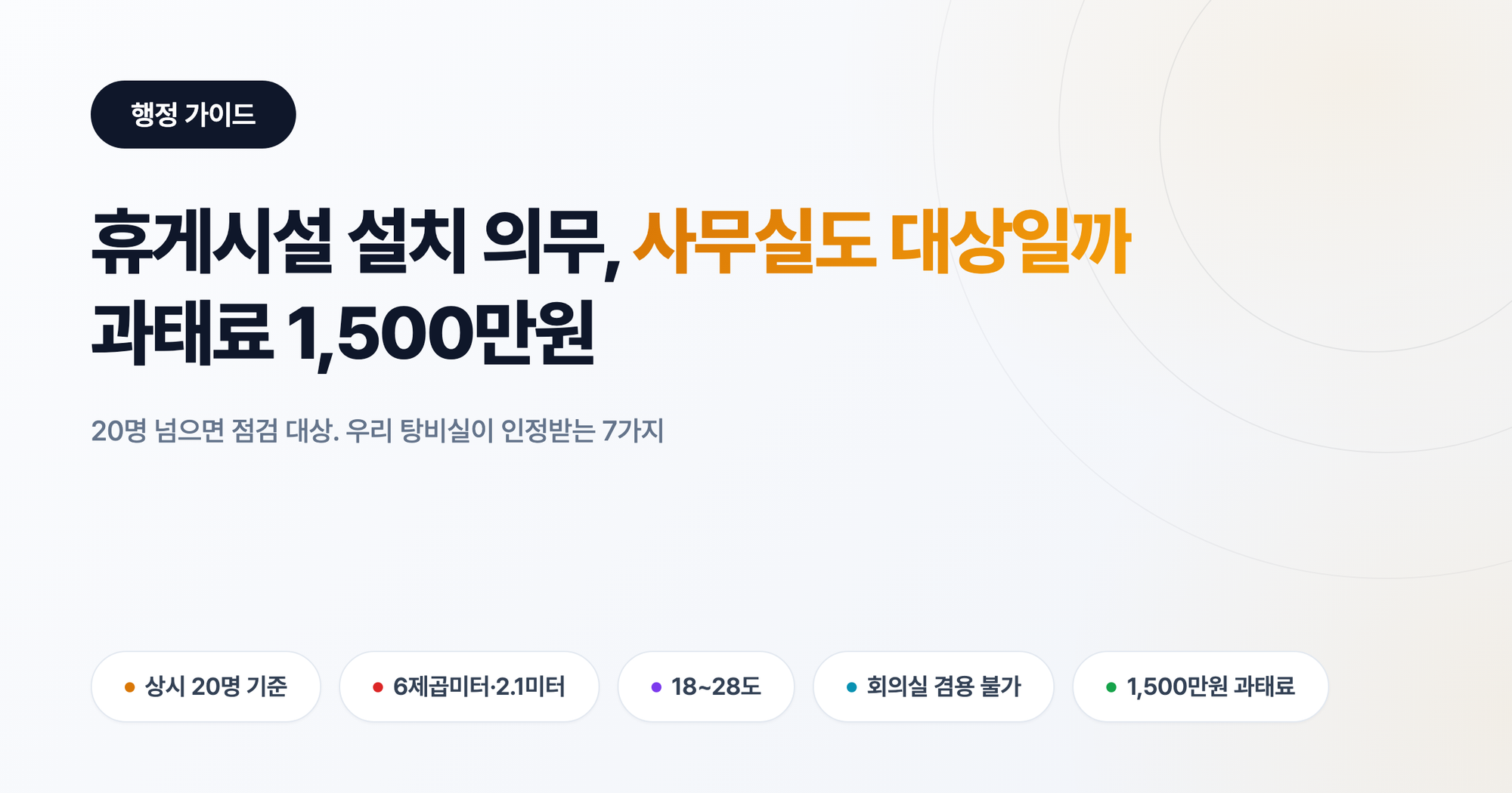 휴게시설 설치 의무: 우리 사무실도 대상일까, 과태료 1,500만원 가르는 7가지