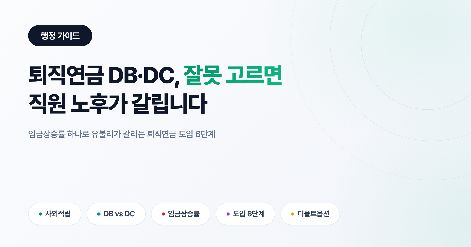 퇴직연금 도입, DB·DC 잘못 고르면 직원 노후가 갈립니다: 따질 6가지