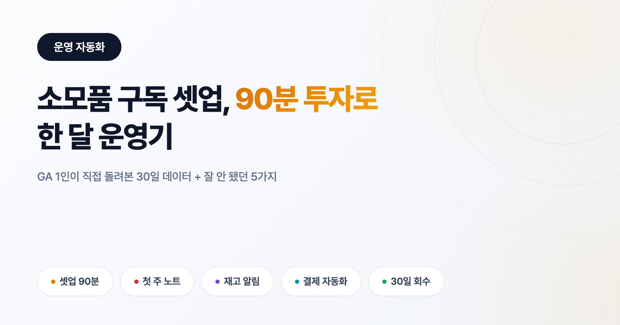 소모품 구독 셋업 90분, GA 1인이 직접 돌려본 30일 운영기